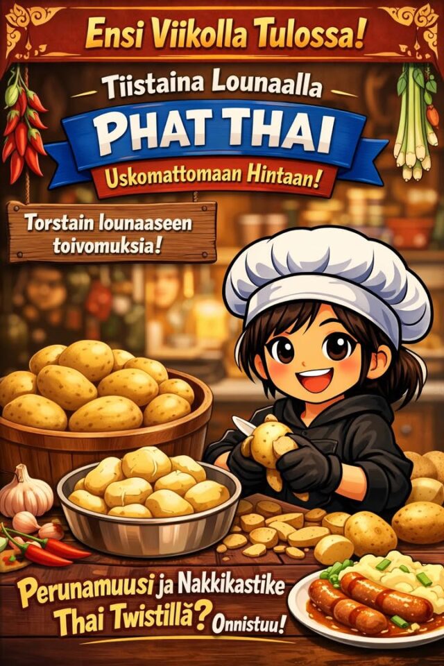 Tällä viikolla Topaasiaukiolla tapahtuu!Tiistaina herkutellaan Phat Thai -annoksella vain 10€
Torstain lounaan saatte päättää te.
Torstain vaihtoehdot:
1.Perunamuusia ja larb‑lihapullia ruskeassa kastikkeessa
2. Spagettia meren elävillä ja kasviksilla
3.Thaikku nakki kastike perunamuusilla.
4. Valitsemanne Thai‑annos
Asiakkaiden äänestämä erikoisannos:Meidän tiskien todellinen sankari ja kassapisteen väsymätön tekijä olisi tästä aivan innoissaan – hän rakastaa nähdä, mitä asiakkaat toivovat listalle.Äänestä suosikkiasi ja tule herkuttelemaan Topaasiaukiolle.Halutessasi voit varmistaa annoksesi tilaamalla ennakkoon puhelimitse tai WhatsAppilla.
#ThaiBob #topaasiaukio #kivistö