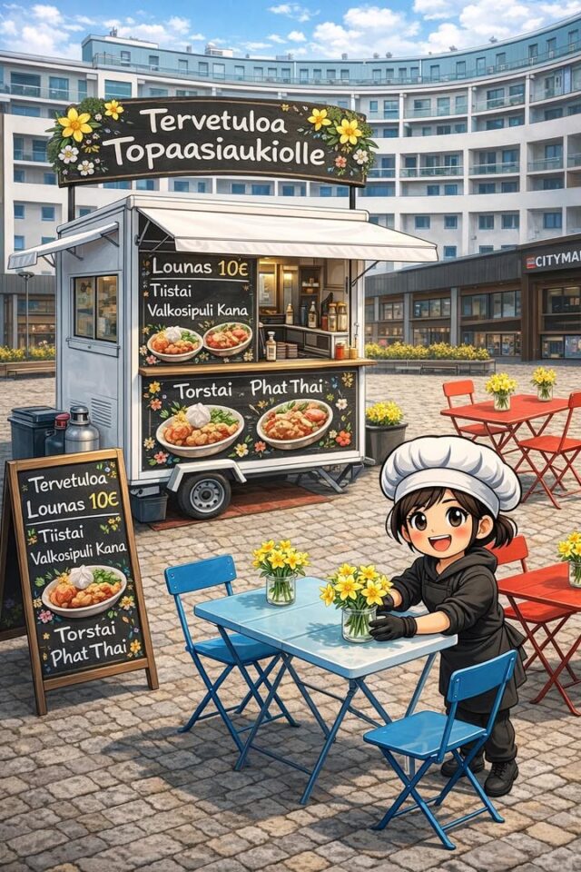 ✨ Lounasviikon herkut Topaasiaukiolla! ✨Huomenna tiistaina 7.4.2026 tarjolla maukasta
valkosipulikanaa tai possua – tule valitsemaan oma suosikkisi!Ja torstaina luvassa jälleen se kaikkien rakastama klassikko:
Phat Thai 🥢🍽 Lounas klo 11–14 📍 Topaasiaukio 💶
10 € / annosTervetuloa herkuttelemaan ja nauttimaan hyvästä ruoasta! 💛